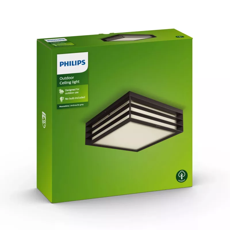 Philips myGarden Moonshine lubinis šviestuvas 28W E27 be lemputės, lauko sieninis šviestuvas, antracitas, aliuminis, sintetika, IP44, sodui, terasai, II klasė
