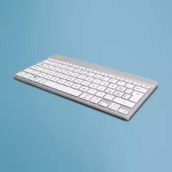 Ergonominė klaviatūra R-Go Compact Break, kompaktiška su pertraukų programine įranga, QWERTZ (CH), Bluetooth, balta