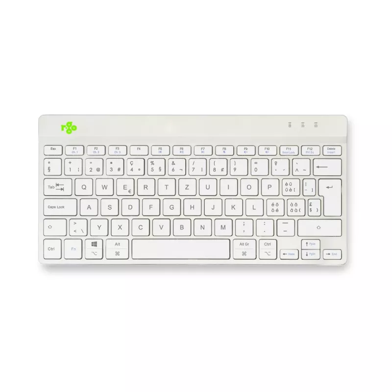 Ergonominė klaviatūra R-Go Compact Break, kompaktiška su pertraukų programine įranga, QWERTZ (CH), Bluetooth, balta