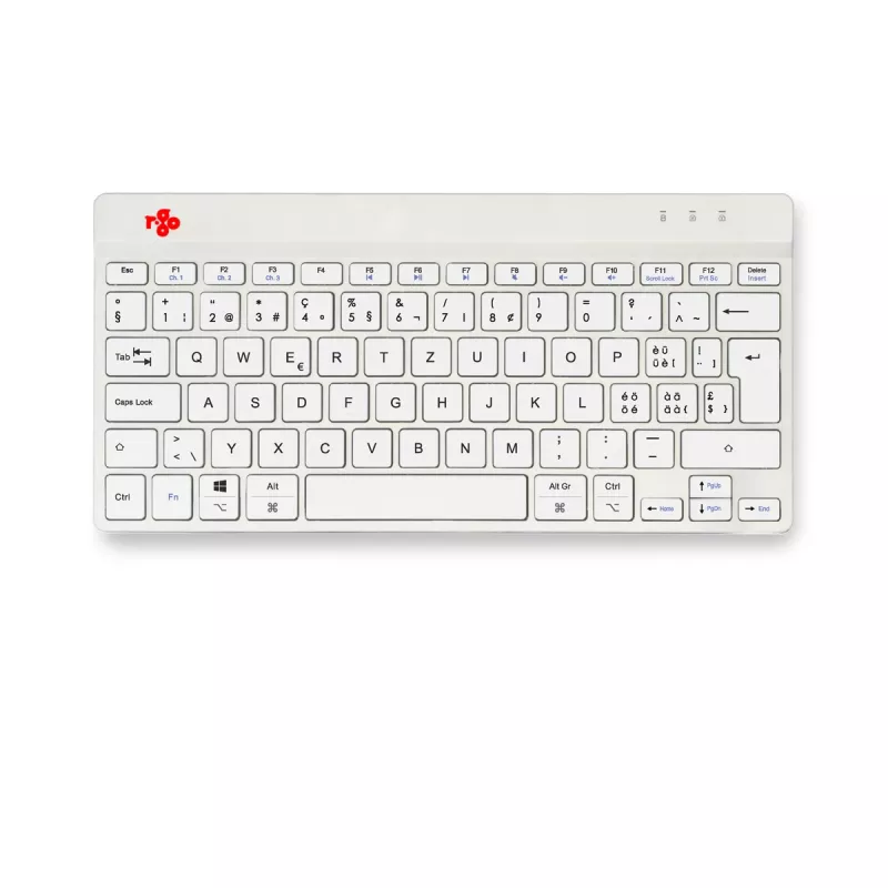 Ergonominė klaviatūra R-Go Compact Break, kompaktiška su pertraukų programine įranga, QWERTZ (CH), Bluetooth, balta