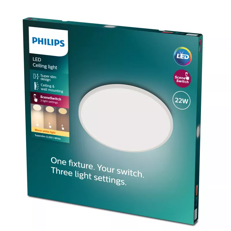 LED lubinis šviestuvas Philips Functional Super Slim 22 W baltas apvalus