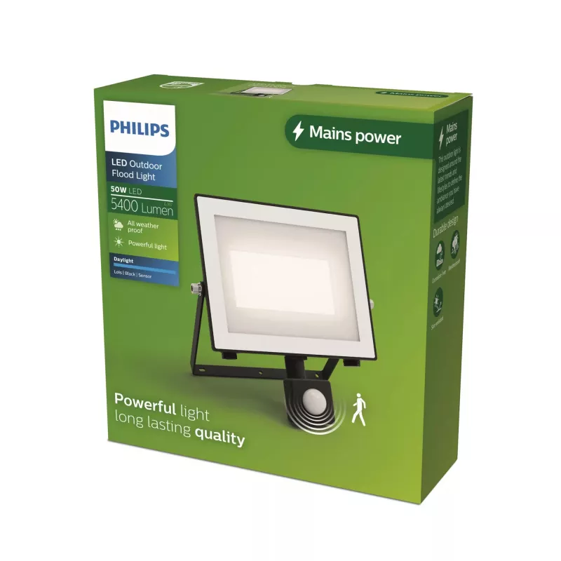 Philips Lois lauko sieninis šviestuvas 50W LED, juodas, metalinis korpusas, nekeičiamas LED, 220–240V