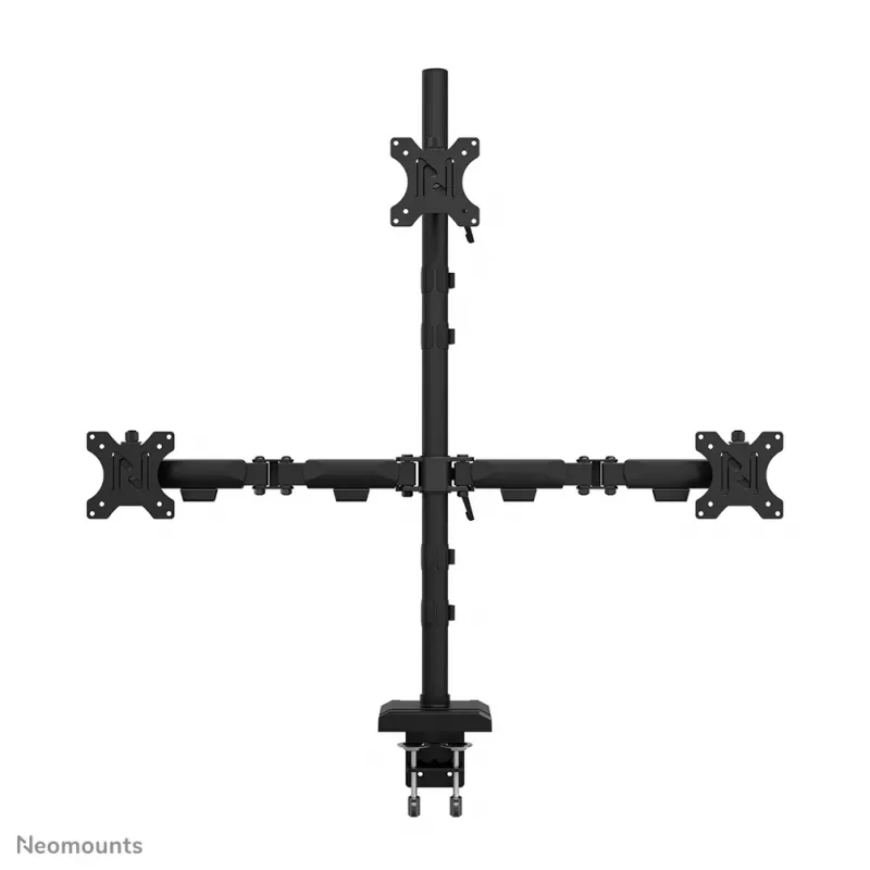 Neomounts DS60-600BL2-1 trijų monitorių laikiklis 10-32 colių, spaustuvas/įvorė, 9 kg, 25,4 cm (10 col.), 81,3 cm (32 col.), 100 x 100 mm, juodas