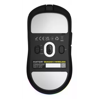 HATOR Quasar 3 Wireless žaidimų pelė ambidekstrinė RF belaidė + Bluetooth + USB Type-A optinė 12000 DPI