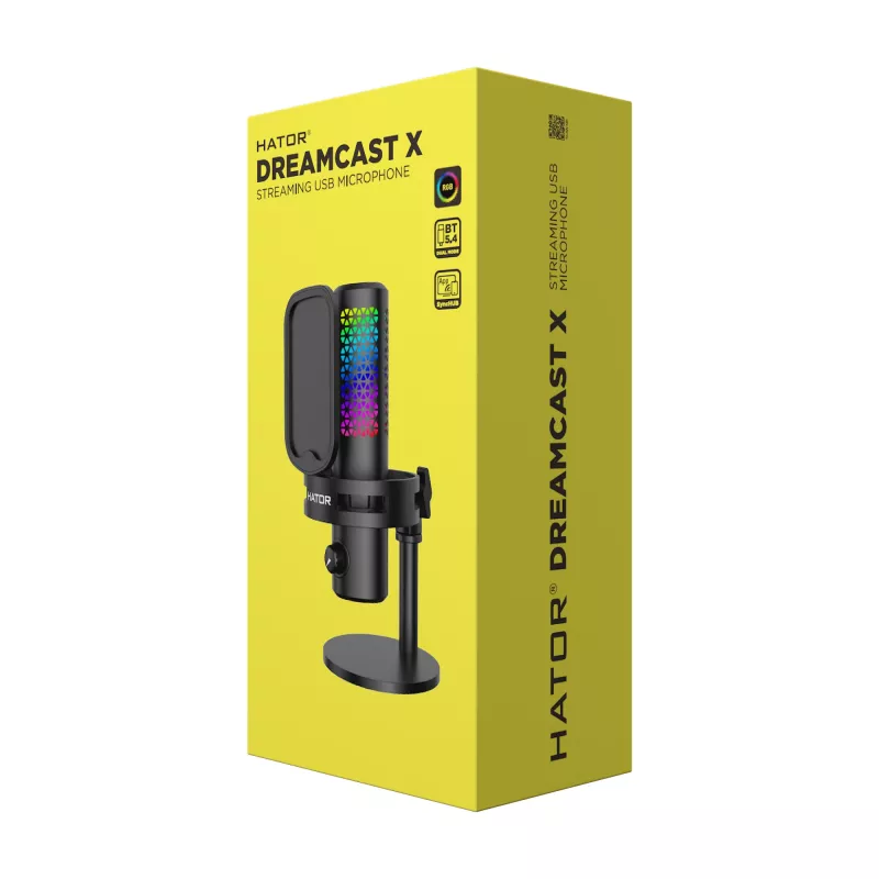 Mikrofonas HATOR Dreamcast X, Juodas, -32 dB, 20–16000 Hz, 16 bit, 96 kHz, 70 dB
