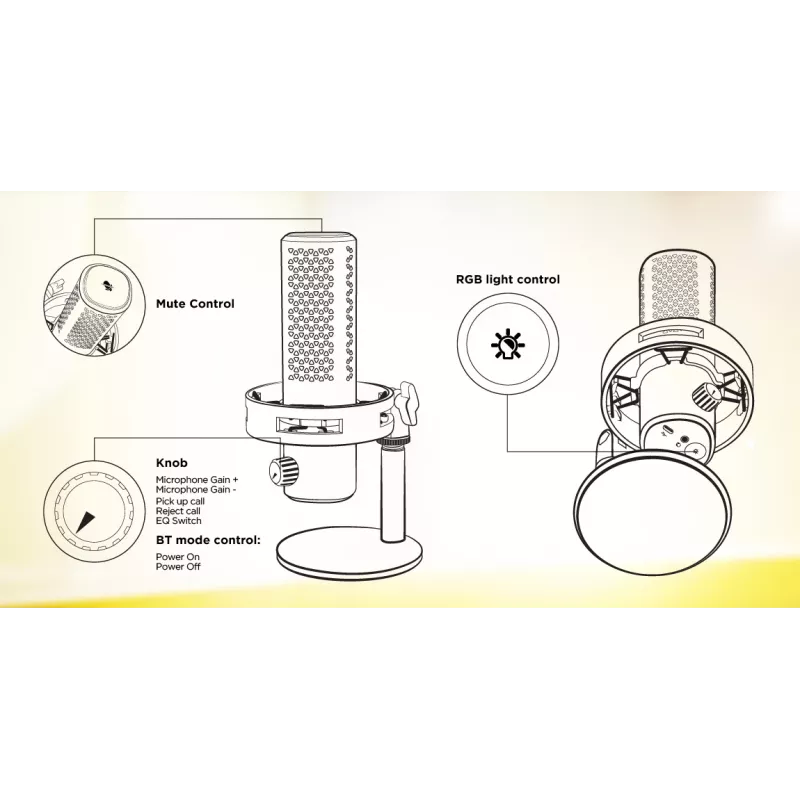 Mikrofonas HATOR Dreamcast X, Juodas, -32 dB, 20–16000 Hz, 16 bit, 96 kHz, 70 dB