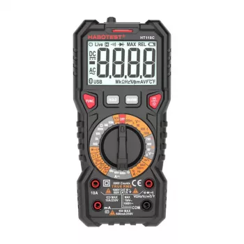 Skaitmeninis multimetras su žibintuvėliu Habotest HT118C, True RMS, NCV, akumuliatorių testavimas