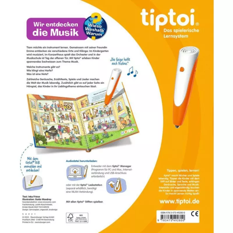 tiptoi Kodėl? Kaip? Kam? Mes atrandame muziką, Mokomoji knyga