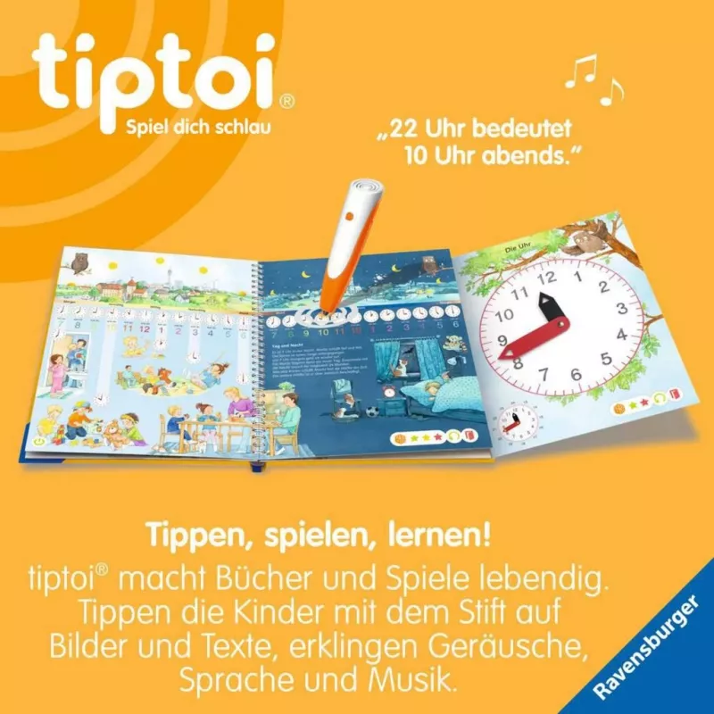 tiptoi Mano mokymosi-žaidimo pasaulis: Laikrodis ir laikas, mokomoji knyga
