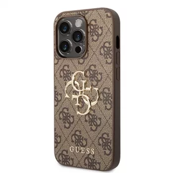GUESS Dėklas Guess GUHCP15L4GMGBR iPhone 15 Pro 6,1 ruda | ruda kietas dėklas 4G Big Metal Logo