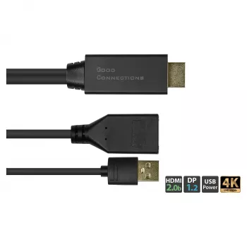 Alcasa HDMI-AD22 vaizdo kabelio adapteris 0,3 m HDMI Type A DisplayPort juodas