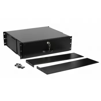 Įtraukiamas stalčius su užraktu Equip 19'' 3U RAL9005 juodas