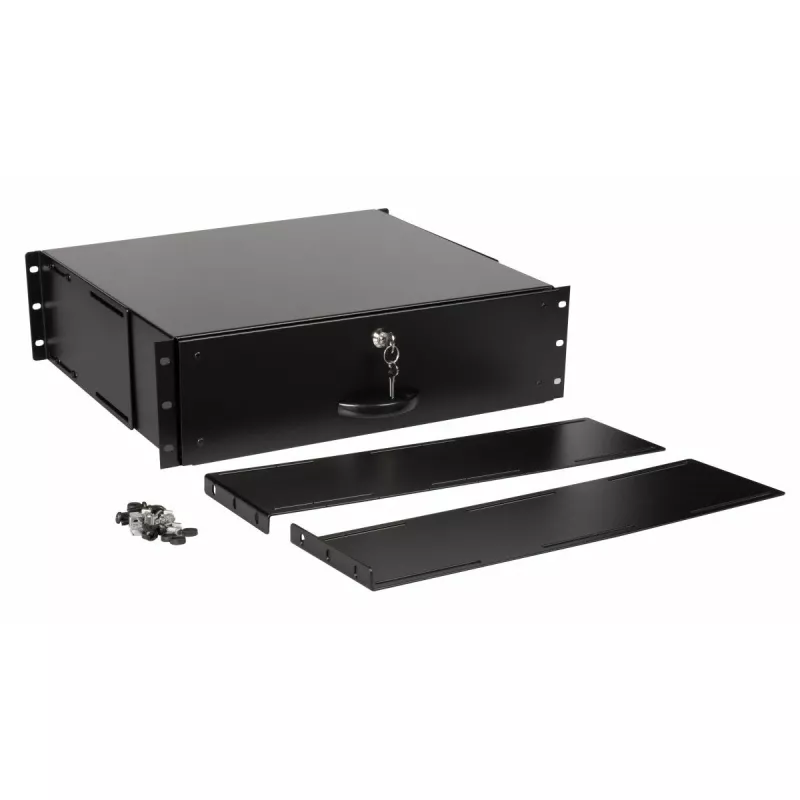 Įtraukiamas stalčius su užraktu Equip 19'' 3U RAL9005 juodas