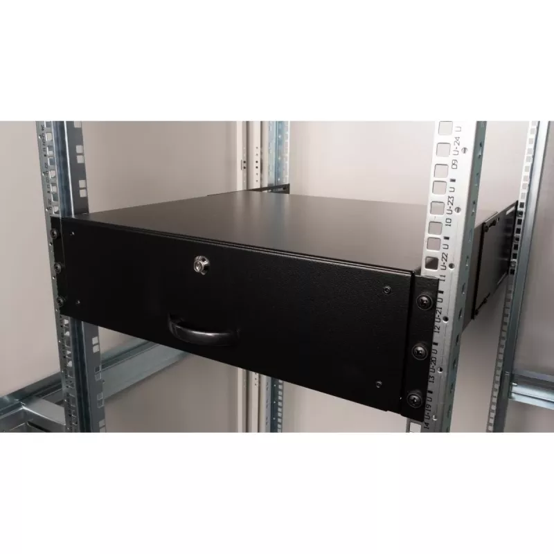 Įtraukiamas stalčius su užraktu Equip 19'' 3U RAL9005 juodas