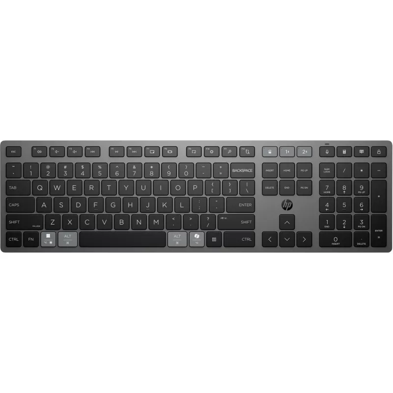 HP 720 belaidė daugiaįrenginė įkraunama klaviatūra, pilno dydžio, USB/Bluetooth