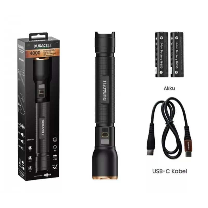 Duracell DF4000R juodas – nešiojamas įkraunamas žibintuvėlis