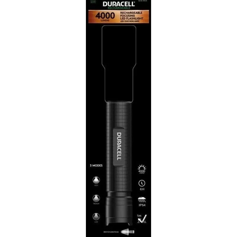 Duracell DF4000R juodas – nešiojamas įkraunamas žibintuvėlis
