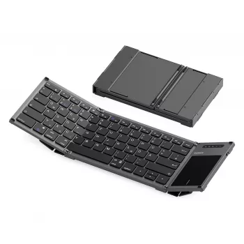 Inateck KB06101_PLIKINĖ PILKA belaidė klaviatūra RF + Bluetooth, QWERTZ išdėstymas, juoda