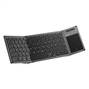 Inateck KB06101_PLIKINĖ PILKA belaidė klaviatūra RF + Bluetooth, QWERTZ išdėstymas, juoda
