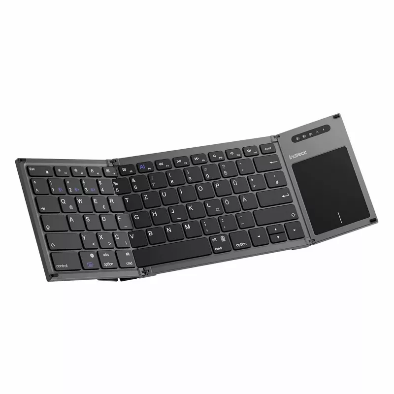 Inateck KB06101_PLIKINĖ PILKA belaidė klaviatūra RF + Bluetooth, QWERTZ išdėstymas, juoda