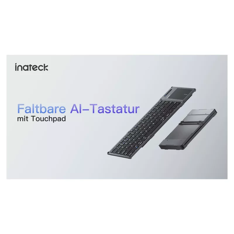 Inateck KB06101_PLIKINĖ PILKA belaidė klaviatūra RF + Bluetooth, QWERTZ išdėstymas, juoda