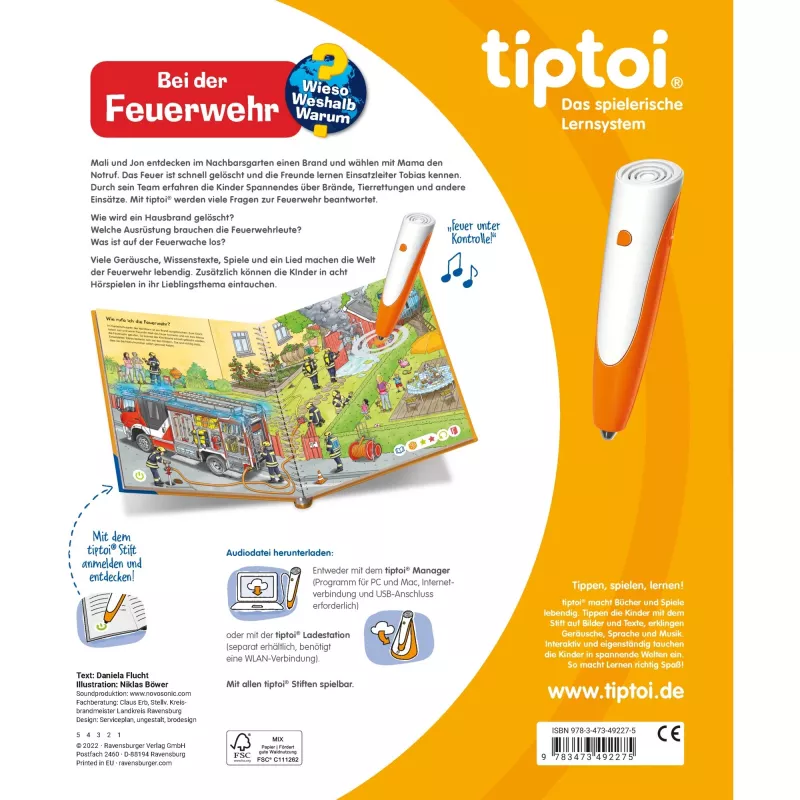tiptoi Kodėl? Kaip? Kam? Priešgaisrinėje tarnyboje, mokomoji knyga