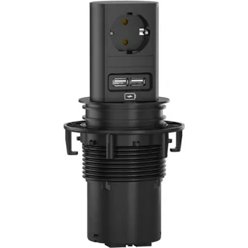 Bachmann ELEVATOR 1xCEE7/3928.01771xUSB Charger 2,0m CEE7/7 RAL9005