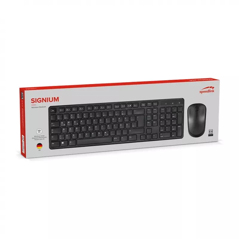 Belaidis klaviatūros ir pelės rinkinys Speedlink SIGNIUM SL-640303-BK Juoda – DE išdėstymas