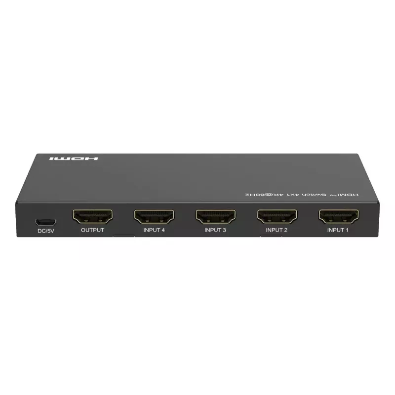 HDMI jungiklis MicroConnect MC-HDMISWITCH0401-4K 4K 60Hz metalinis juodas