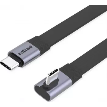 ROLINE USB4-2.0 laidas 80 Gbit/s Plokščias ST/ST tiesus-90° kampuotas - Laidas - Skaitmeniniai/Duomenys