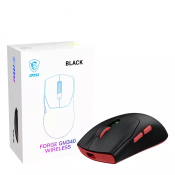 MSI Forge GM340 belaidė žaidimų pelė, ambidekstrinė, optinė, 12000 DPI, juoda