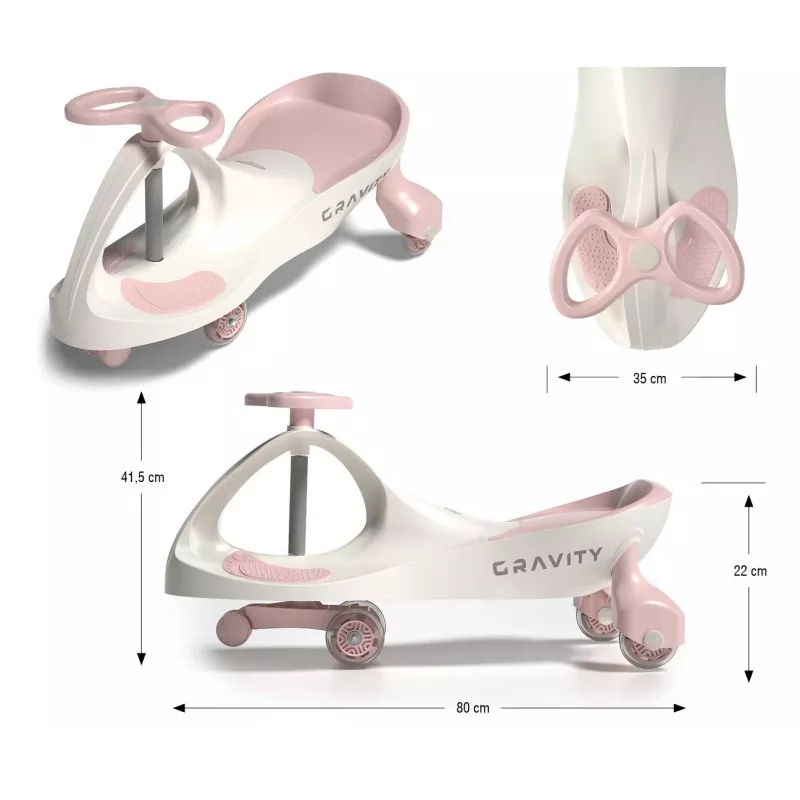 Gravity ride Gravity Cream Pink – vaikiškas plastikinis triratukas