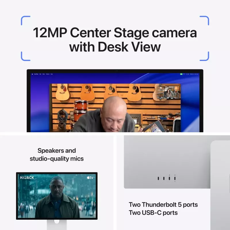 Monitorius Apple Studio Display XDR 27 colių 5K Ultra HD LED, standartinis stiklas, reguliuojamo aukščio ir pasvirimo stovas, sidabrinis