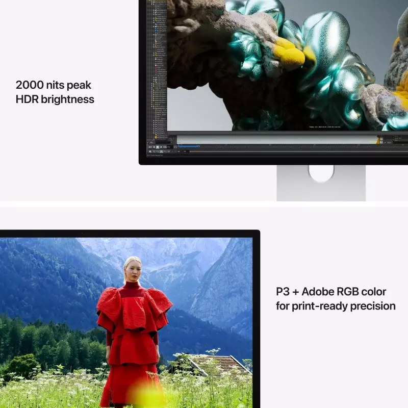 Monitorius Apple Studio Display XDR 27 colių 5K Ultra HD LED, standartinis stiklas, reguliuojamo aukščio ir pasvirimo stovas, sidabrinis