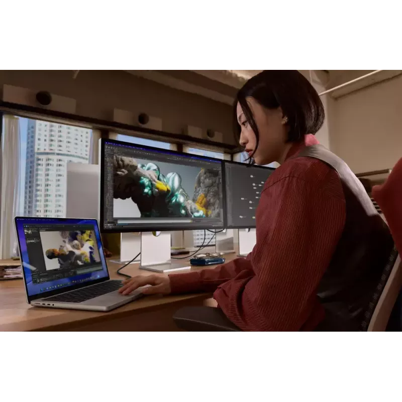 Monitorius Apple Studio Display XDR 27 colių 5K Ultra HD LED, standartinis stiklas, reguliuojamo aukščio ir pasvirimo stovas, sidabrinis