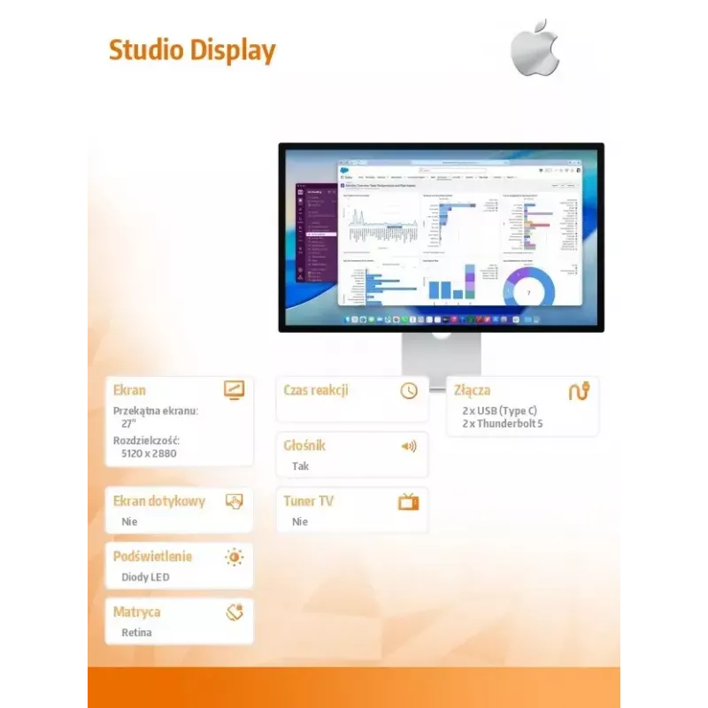 Monitorius Apple Studio Display su nano-tekstūros stiklu ir reguliuojamo pasvirimo stovu (MFF14RC/A)