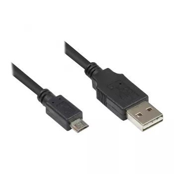 USB 2.0 laidas A–Micro B, juodas, 0,5 m, Good Connections® (2510-EUM005)