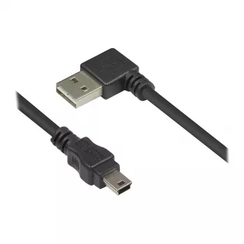 Good Connections USB 2.0 kabelis EASY Plug A – Mini-B lizdas, lenktas, juodas, 0,5 m