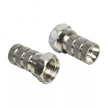 Jungtis F DELOCK 65615, metalinis F tipo kištukas koaksialiniam kabeliui Ø 5,0–5,2 mm, sidabrinė, 1 vnt.