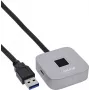 USB pirštų atspaudų skaitytuvas su stotelė InLine 41360K, suderinamas su Windows Hello, 1,5 m laidas, sidabrinis