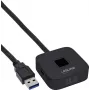InLine USB pirštų atspaudų skaitytuvas su USB šakotuvu, suderinamas su Windows Hello, 1,5 m laidas, juodas