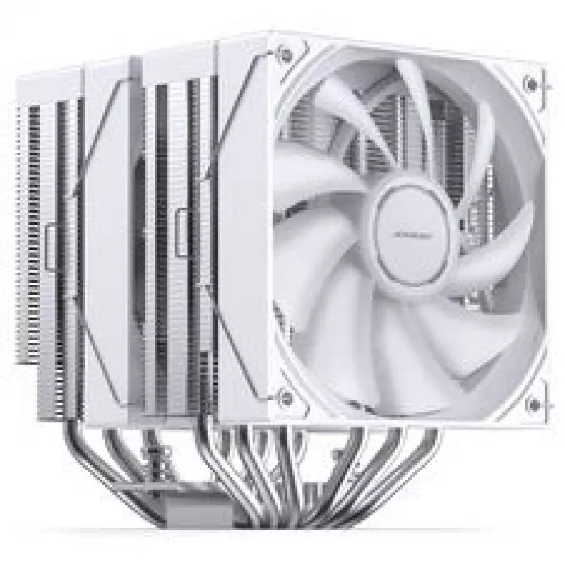 CPU aušintuvas Jonsbo CB80 Dual-Tower su 2×120mm PWM ARGB ventiliatoriais — baltas