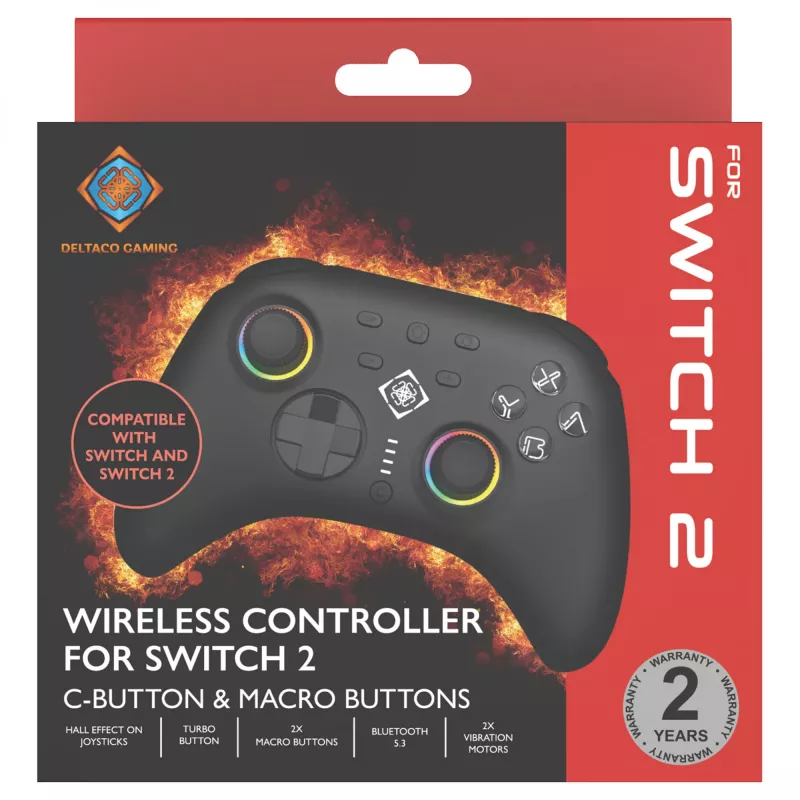 Žaidimų pultas Deltaco GAM-198 Juodas – Bluetooth ir USB (Type-C) skirtas Nintendo Switch, Switch 2, Switch OLED, Android, PC