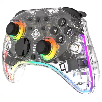 Žaidimų pultas Deltaco Gaming GAM-198-T permatomas Bluetooth/USB USB-C, skirtas Nintendo Switch, Switch 2, Switch OLED, Android, PC