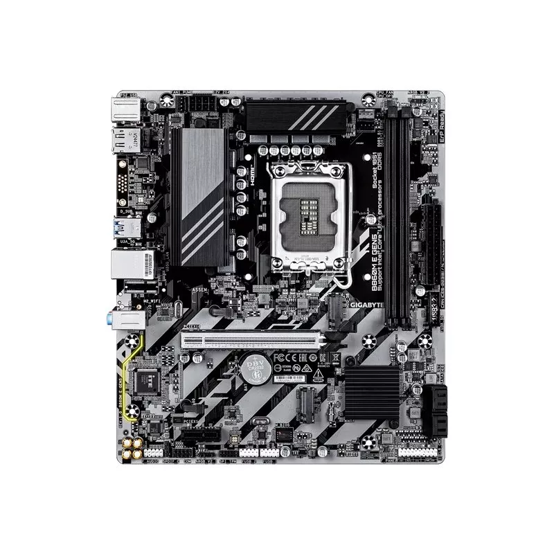 Motininė plokštė GIGABYTE B860M E GEN5 LGA1851, skirta Intel Core Ultra, DDR5 iki 8800MHz (O.C.), 2x PCIe 4.0 M.2, 1GbE
