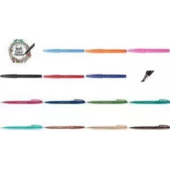 Kaligrafinis rašiklis PENTEL SES15C-B raudonas, vandens pagrindo rašalas, 1 vnt.