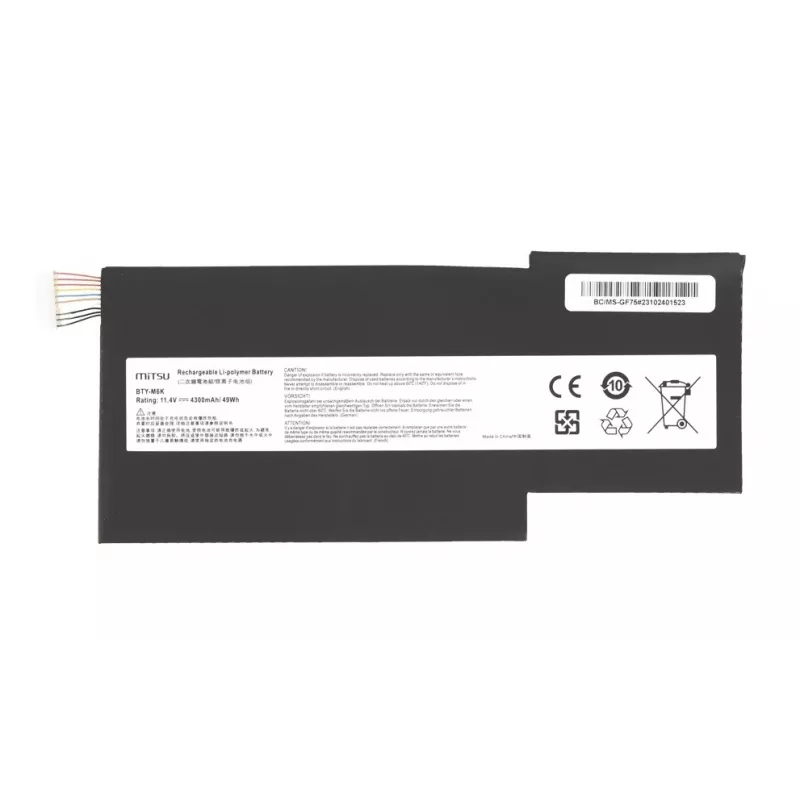 Baterija MITSU BTY-M6K MS-17B4 11,4 V 4300 mAh (49 Wh), skirta MSI nešiojamiesiems kompiuteriams