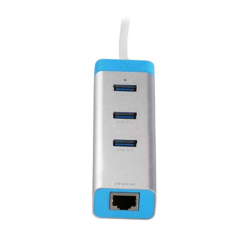 USB 3.0 3 prievadų metalinis šakotuvas su Gigabit Ethernet ITEC U3GLAN3HUB, sidabrinis