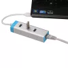 USB 3.0 3 prievadų metalinis šakotuvas su Gigabit Ethernet ITEC U3GLAN3HUB, sidabrinis