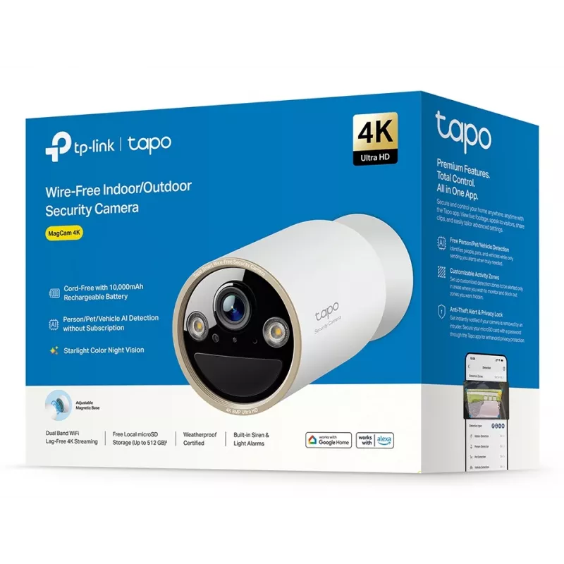 TP-Link Tapo C460 belaidė saugumo kamera, 4K Ultra HD, 10000 mAh baterija, IP66